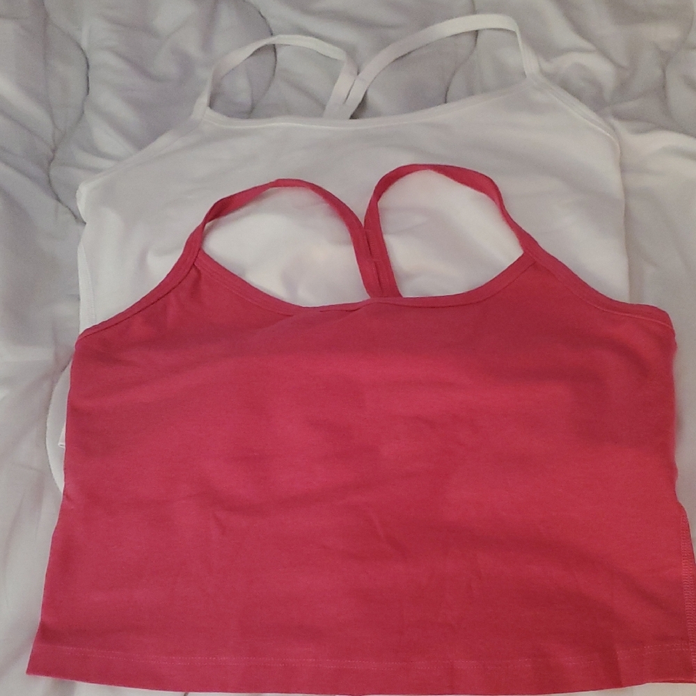 Beyond Yoga Brand One White And One Pink Yoga Tanks